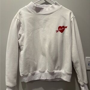 Parke White Sweatshirt with Red Heart